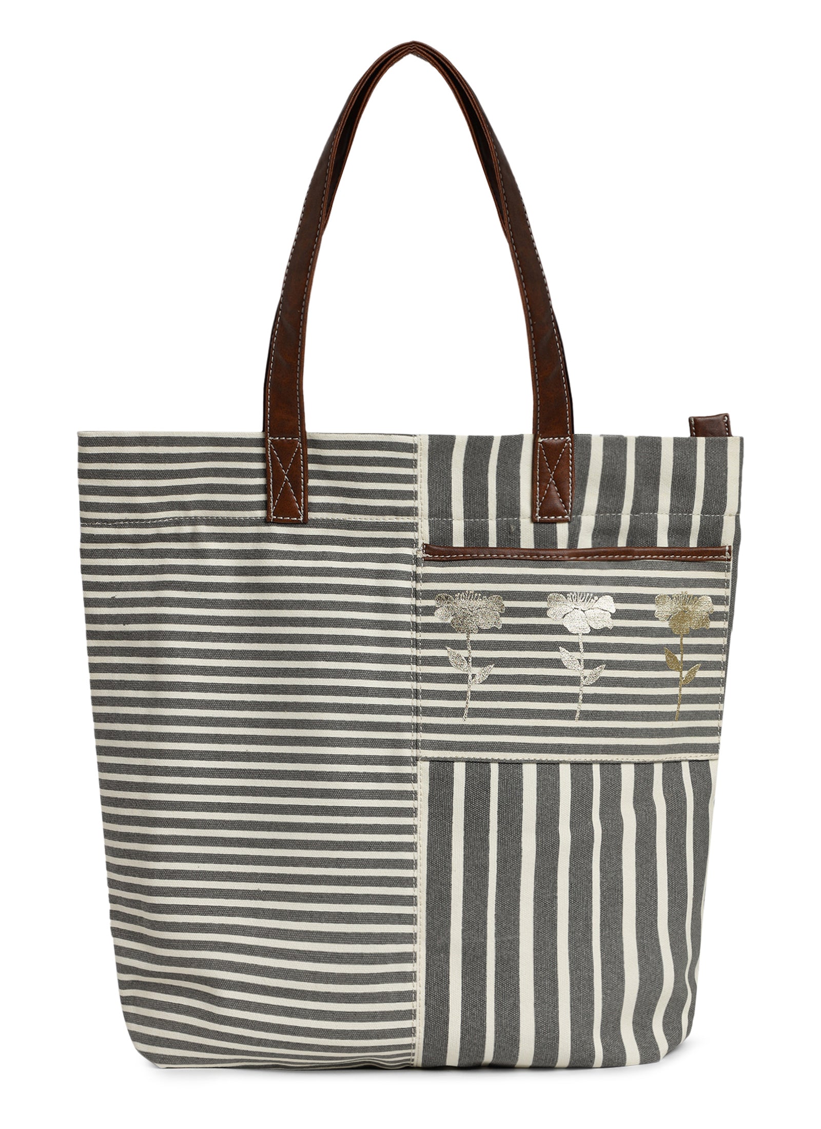 Retro Stripe Ladies Tote Bag with Zip Closure (NEW)