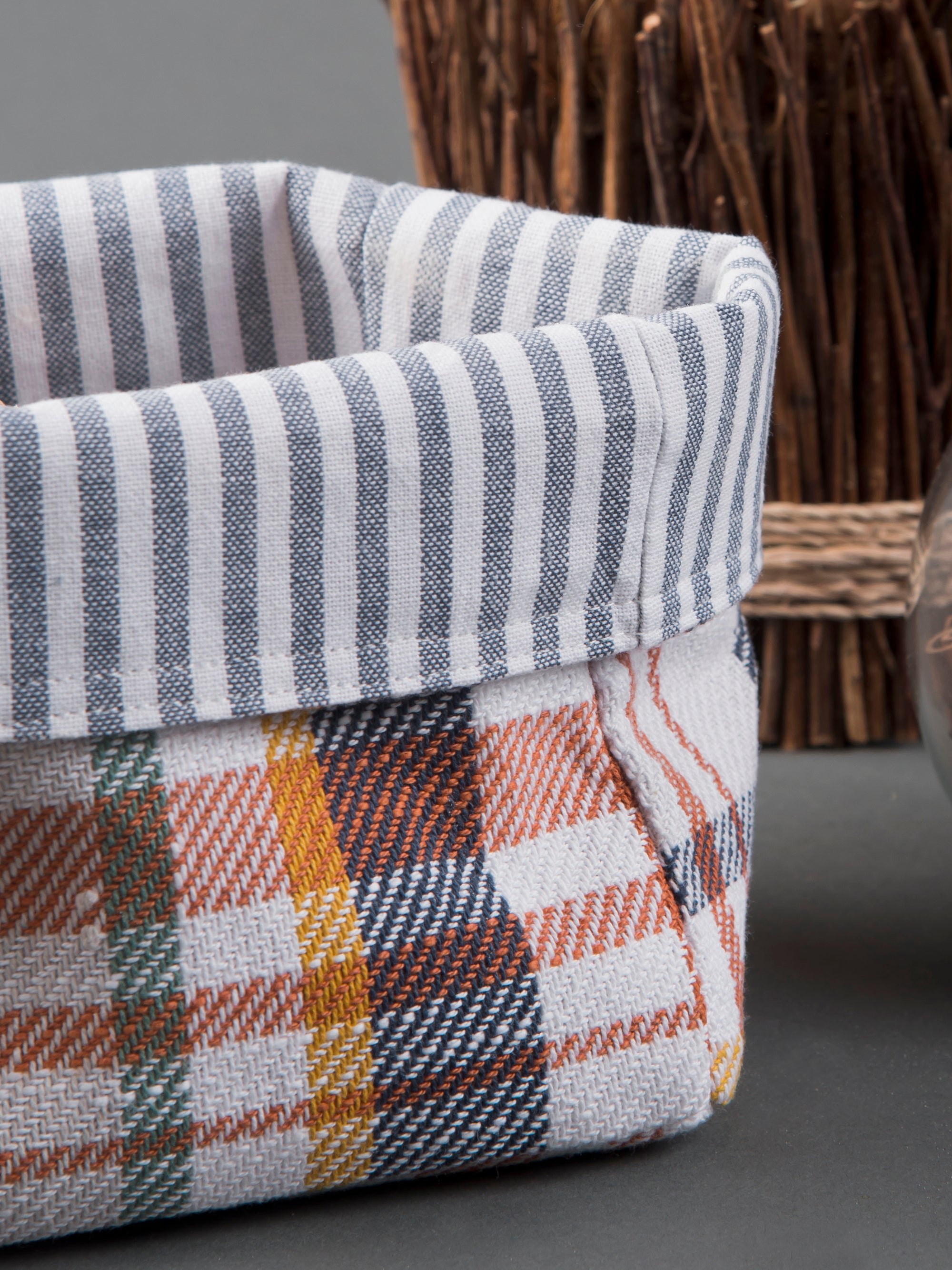 Navy Nouveau Bread Basket