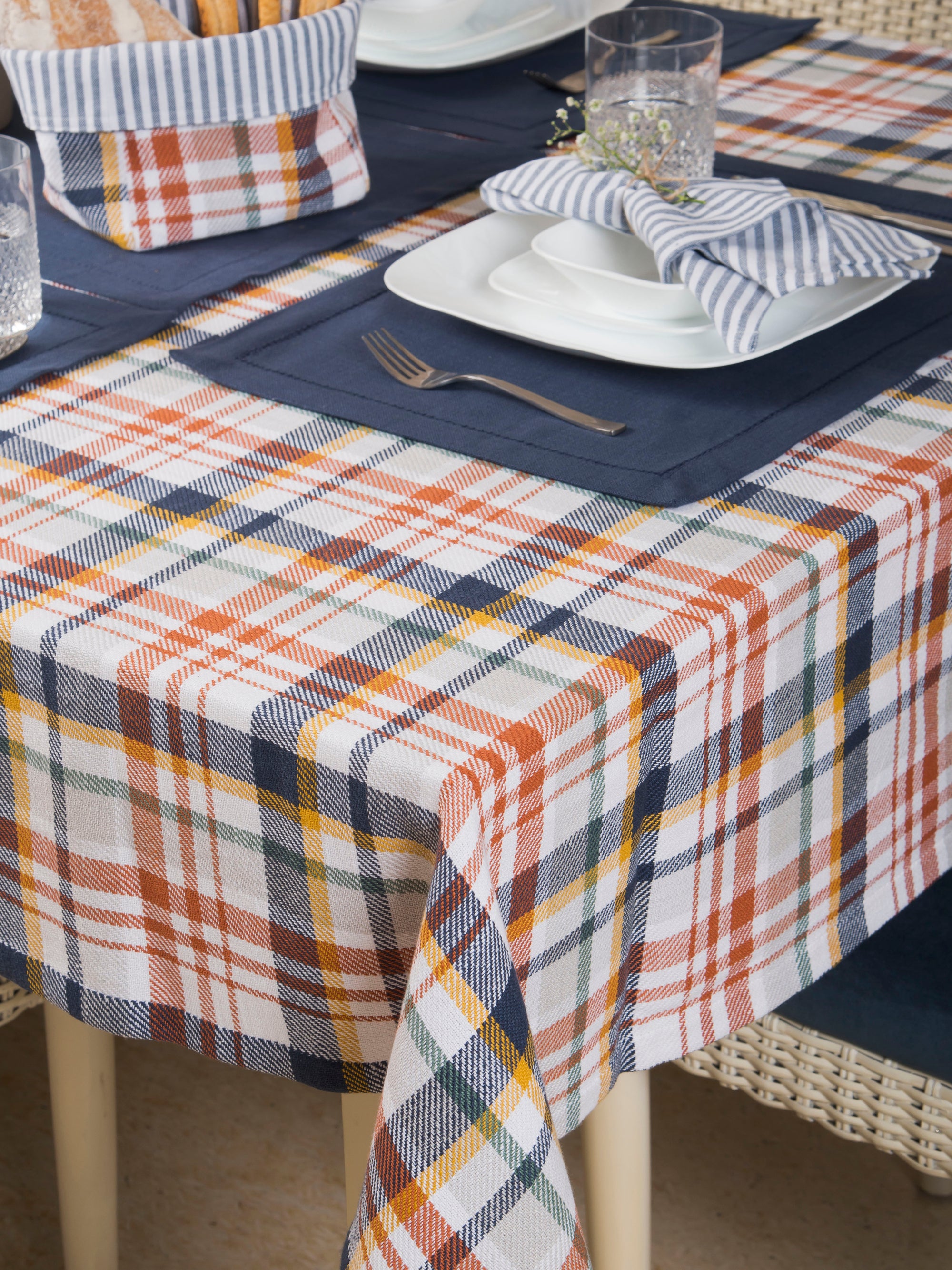 Navy Nouveau Table Cover