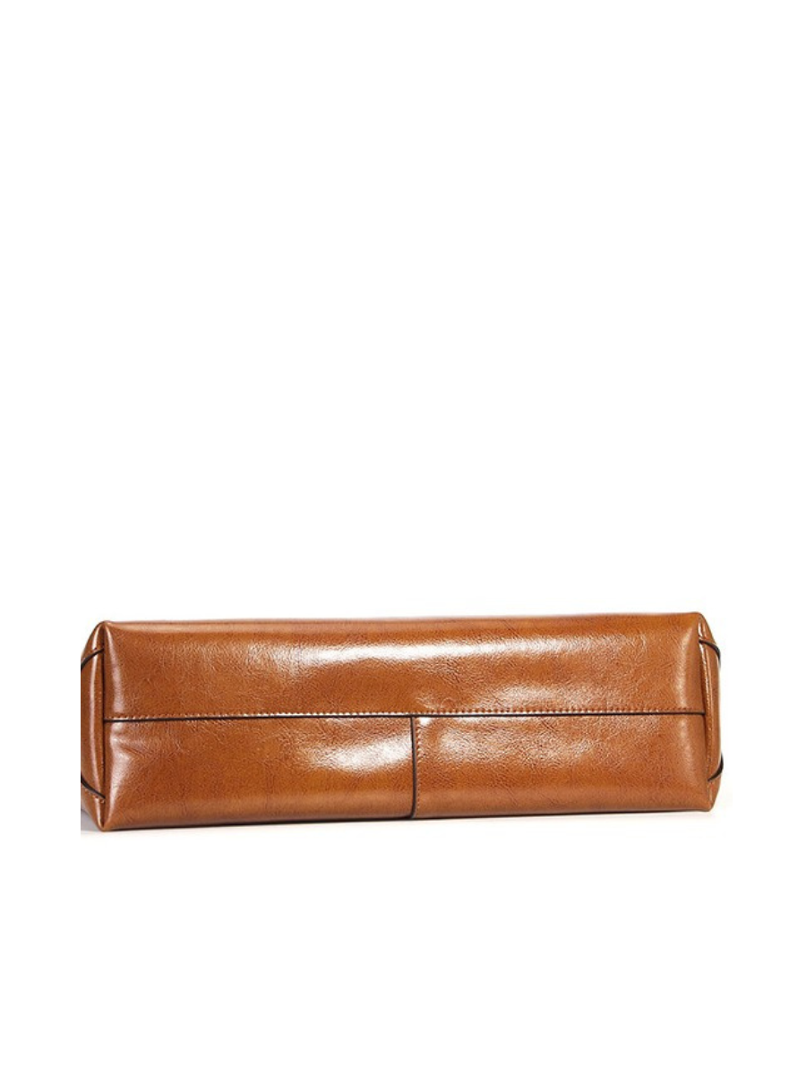 Patina Wide Tote Bag, Leather