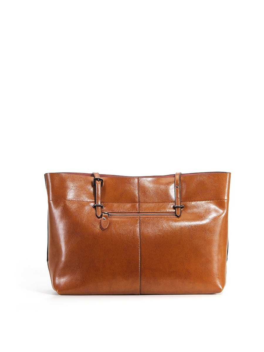 Patina Wide Tote Bag, Leather
