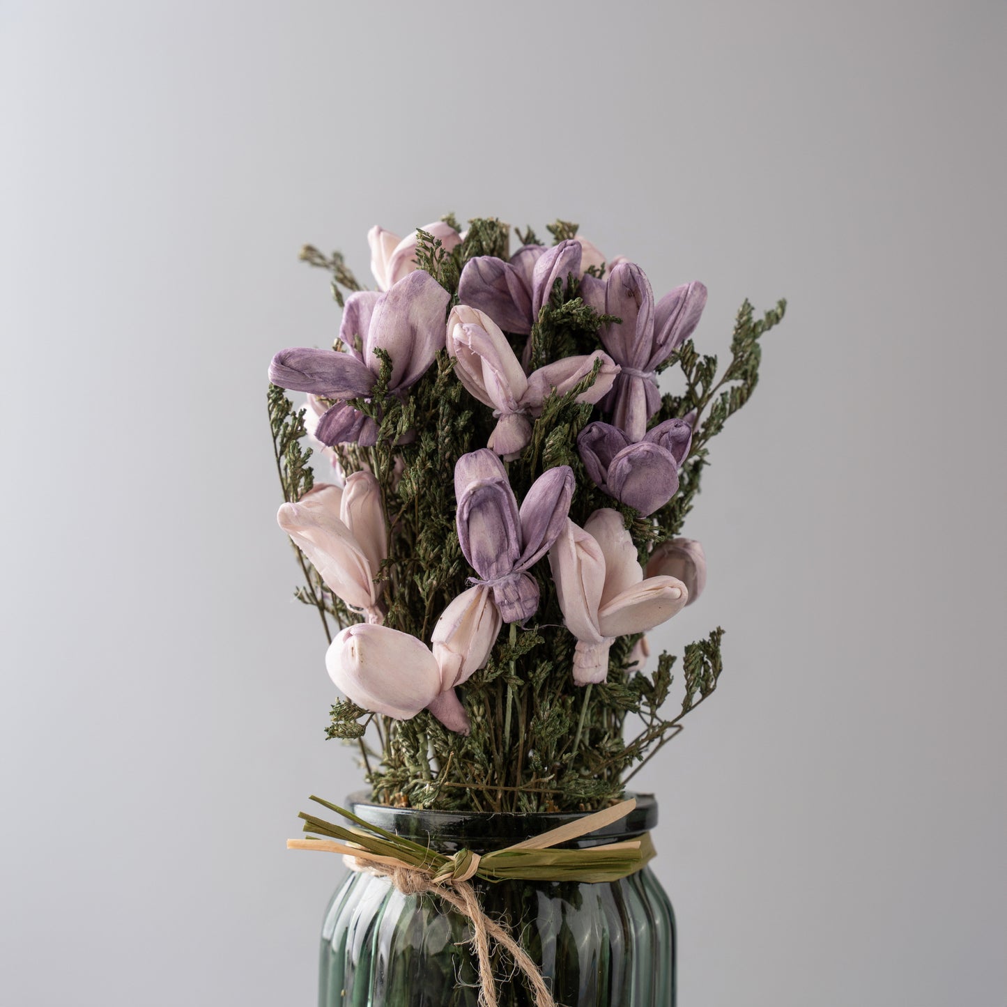 Lavender Sprig - Dry mix floral arrangement in fluted glass vase