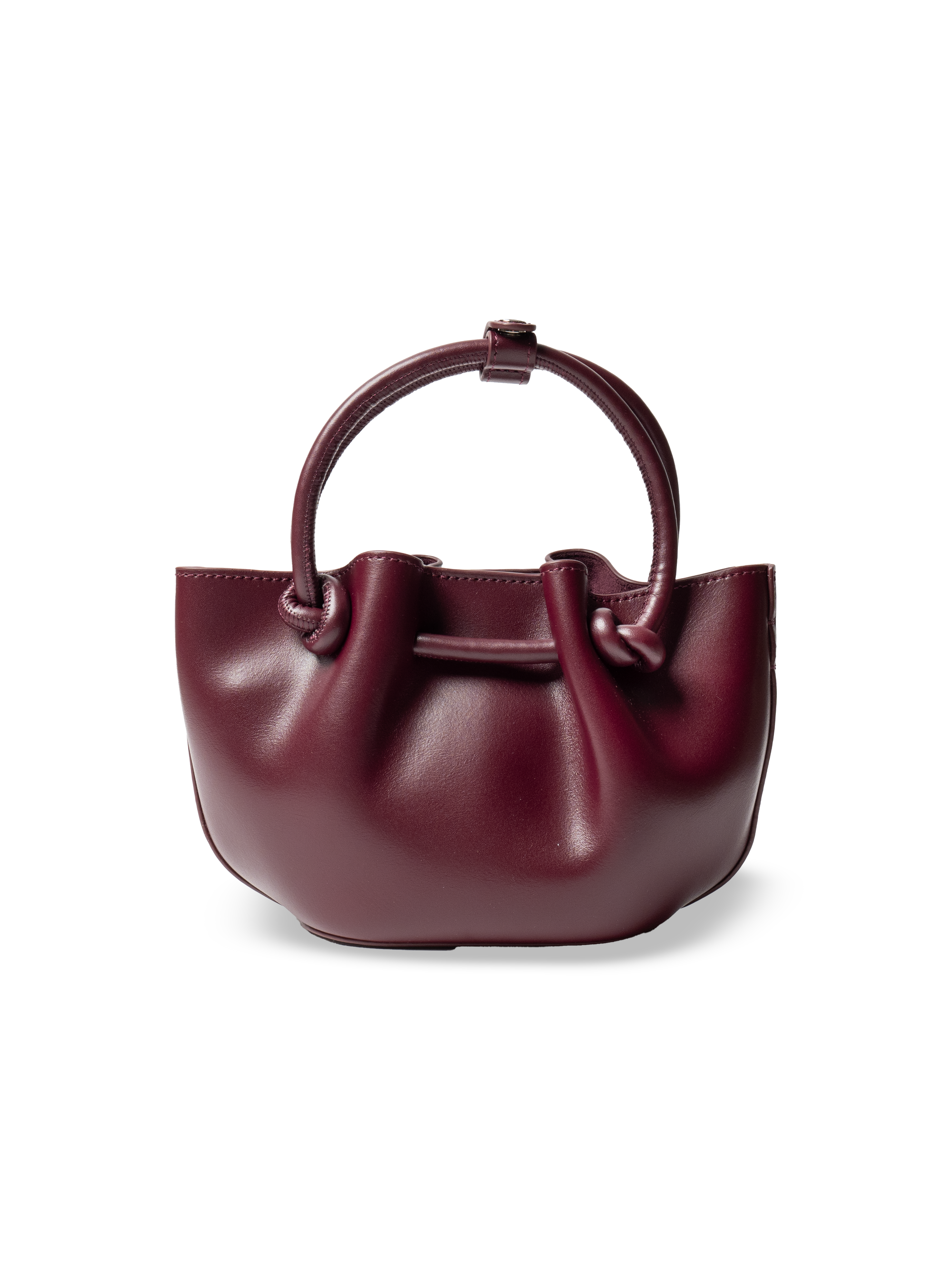 Corda - Ladies Leather Handbag With Knotted Handle I Wine Red