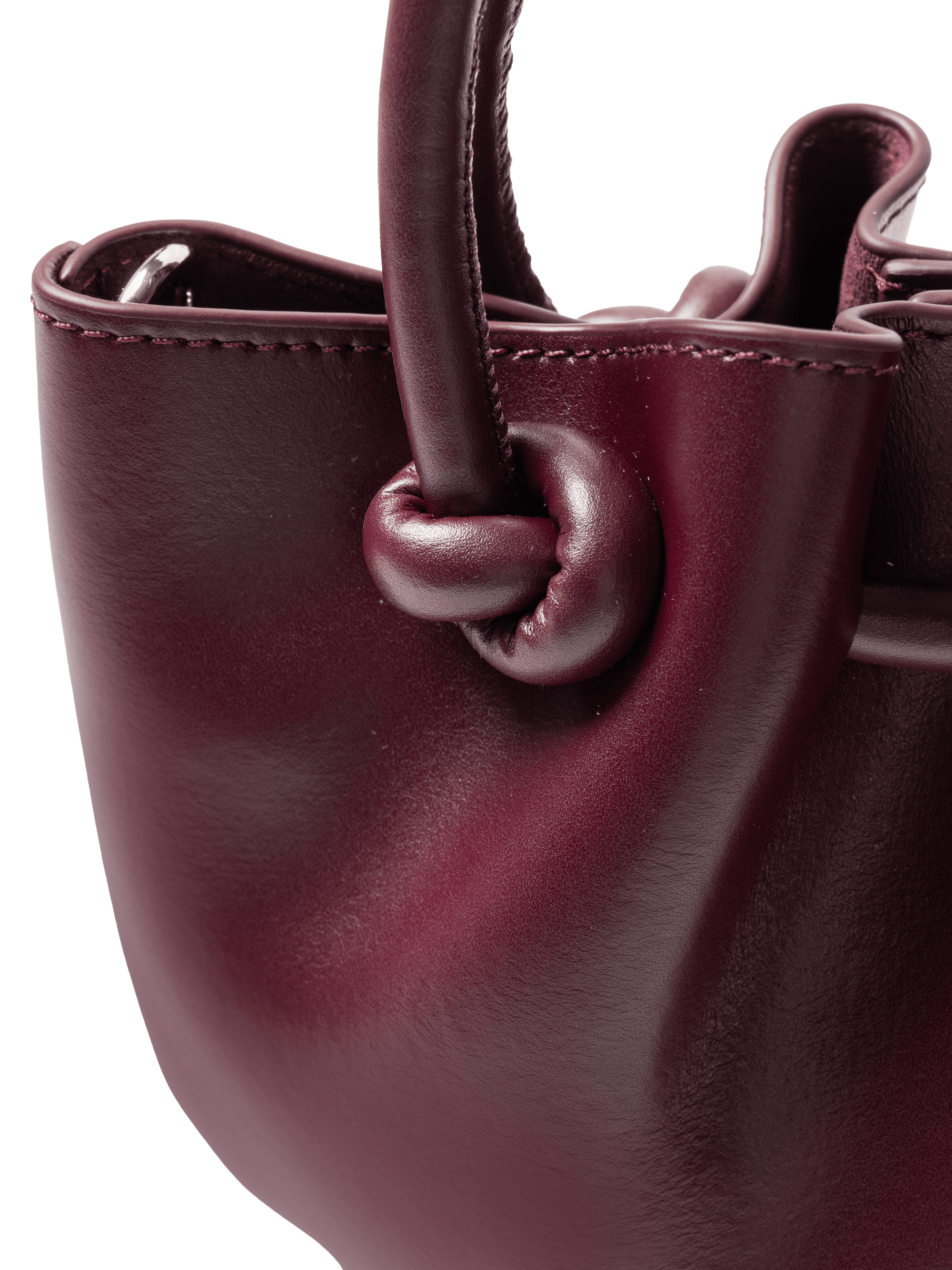 Corda - Ladies Leather Handbag With Knotted Handle I Wine Red