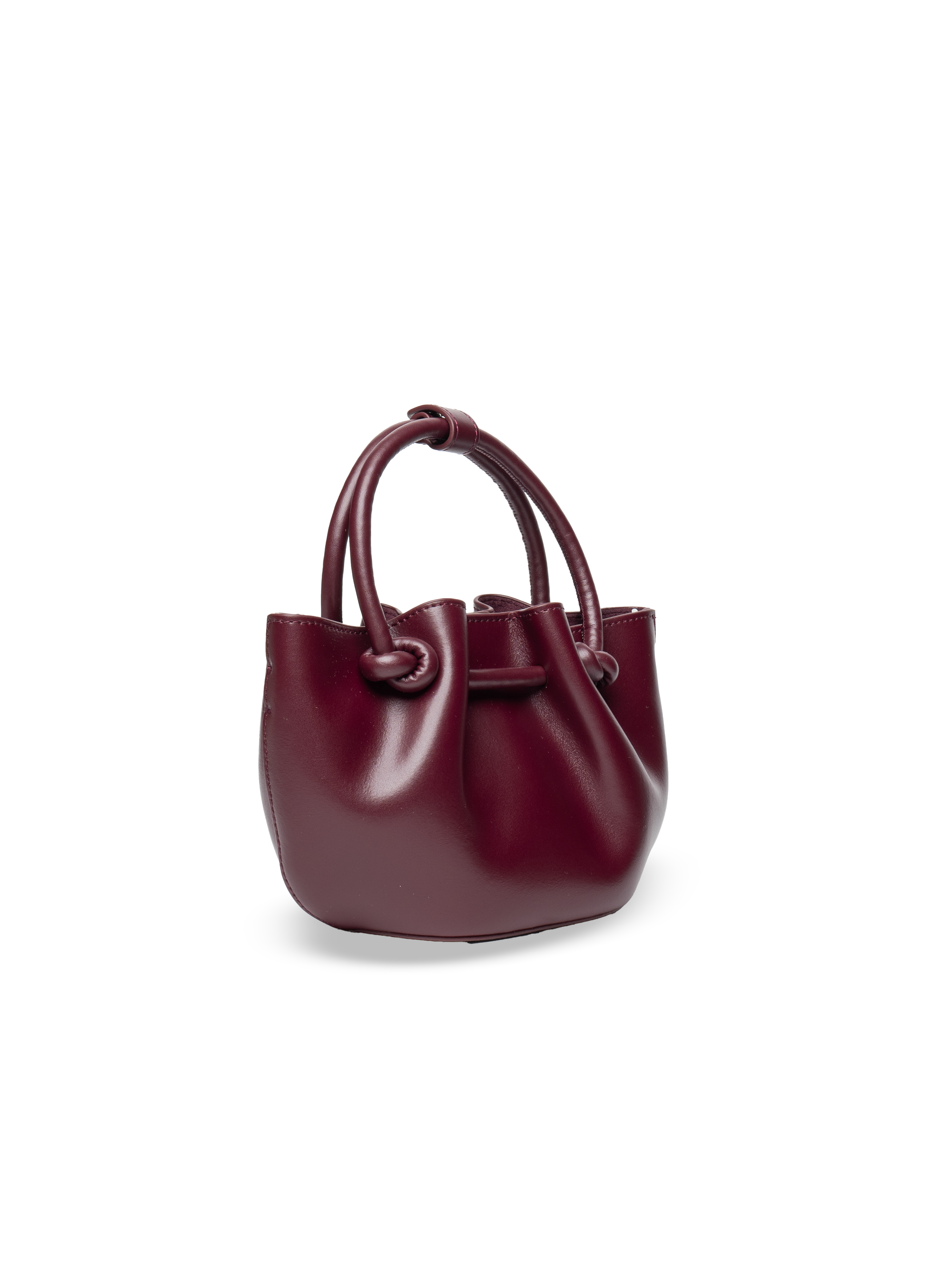 Corda - Ladies Leather Handbag With Knotted Handle I Wine Red