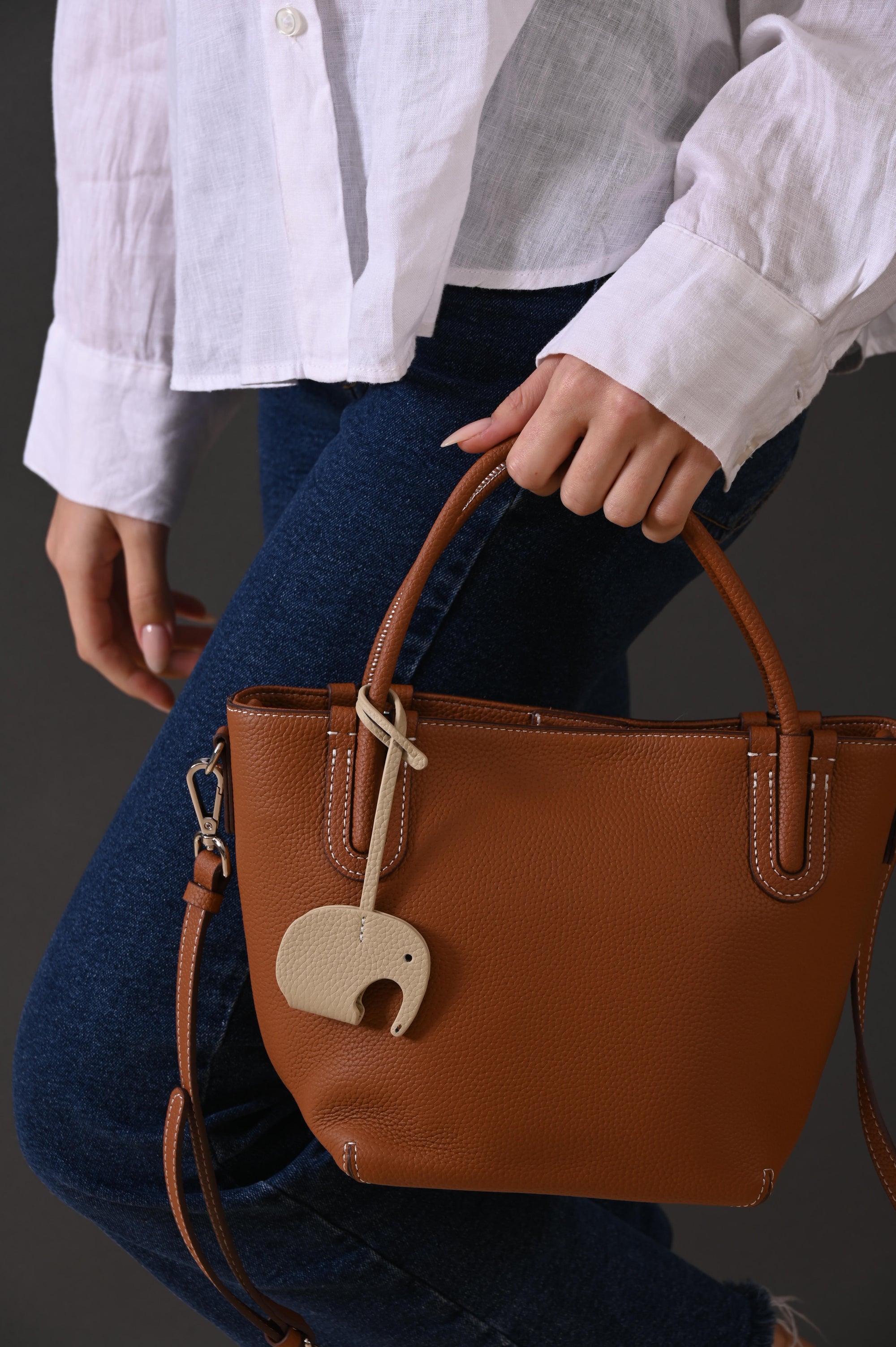 Elara - Ladies Leather Bucket Bag | Tan