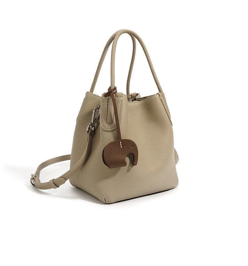 Elara - Ladies Leather Bucket Bag | Beige