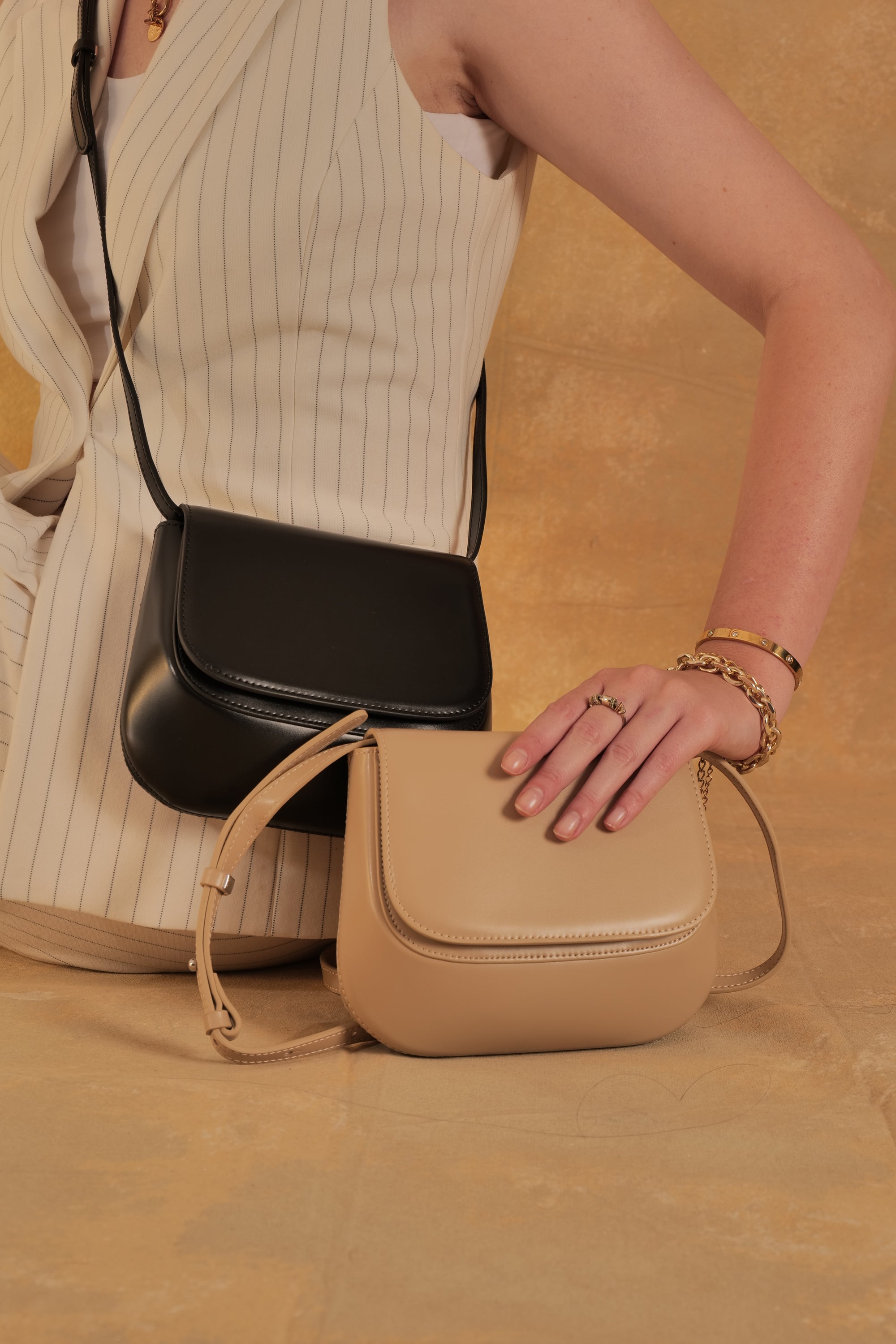 Luna - Ladies Leather Structured Bag I Black