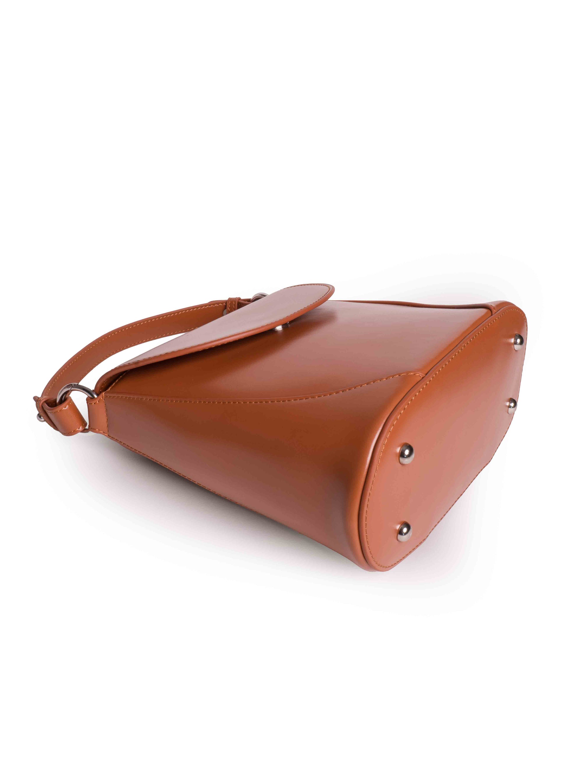 Vienna - Ladies Leather Structured Bucket Bag | Tan