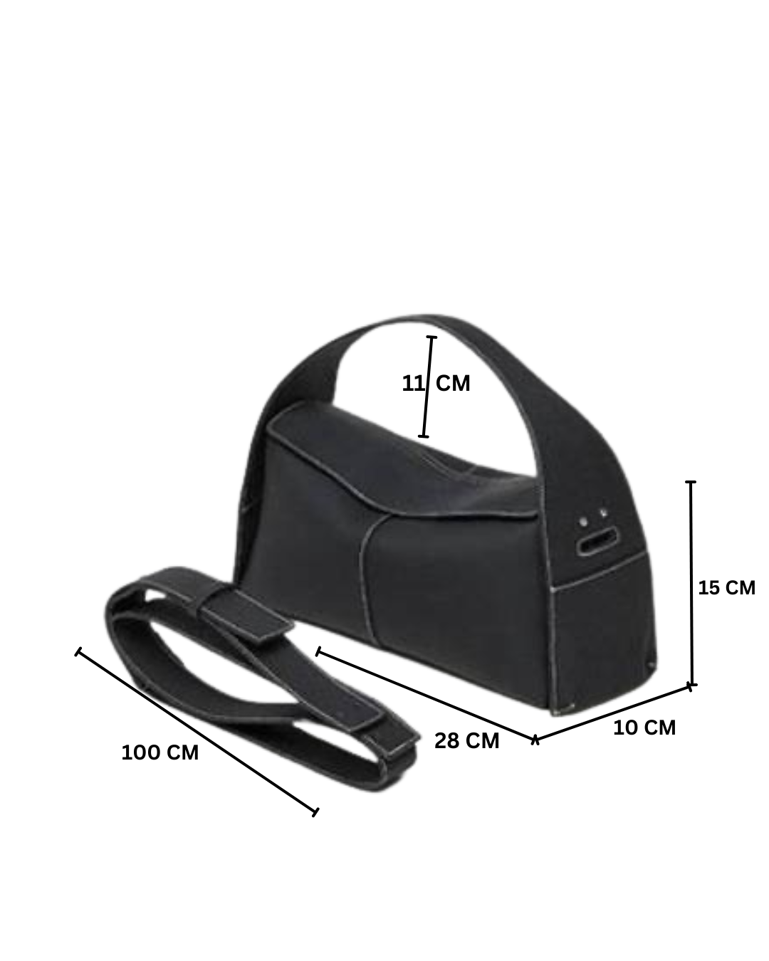 Pelle - Ladies Leather Baguette Bag, Black