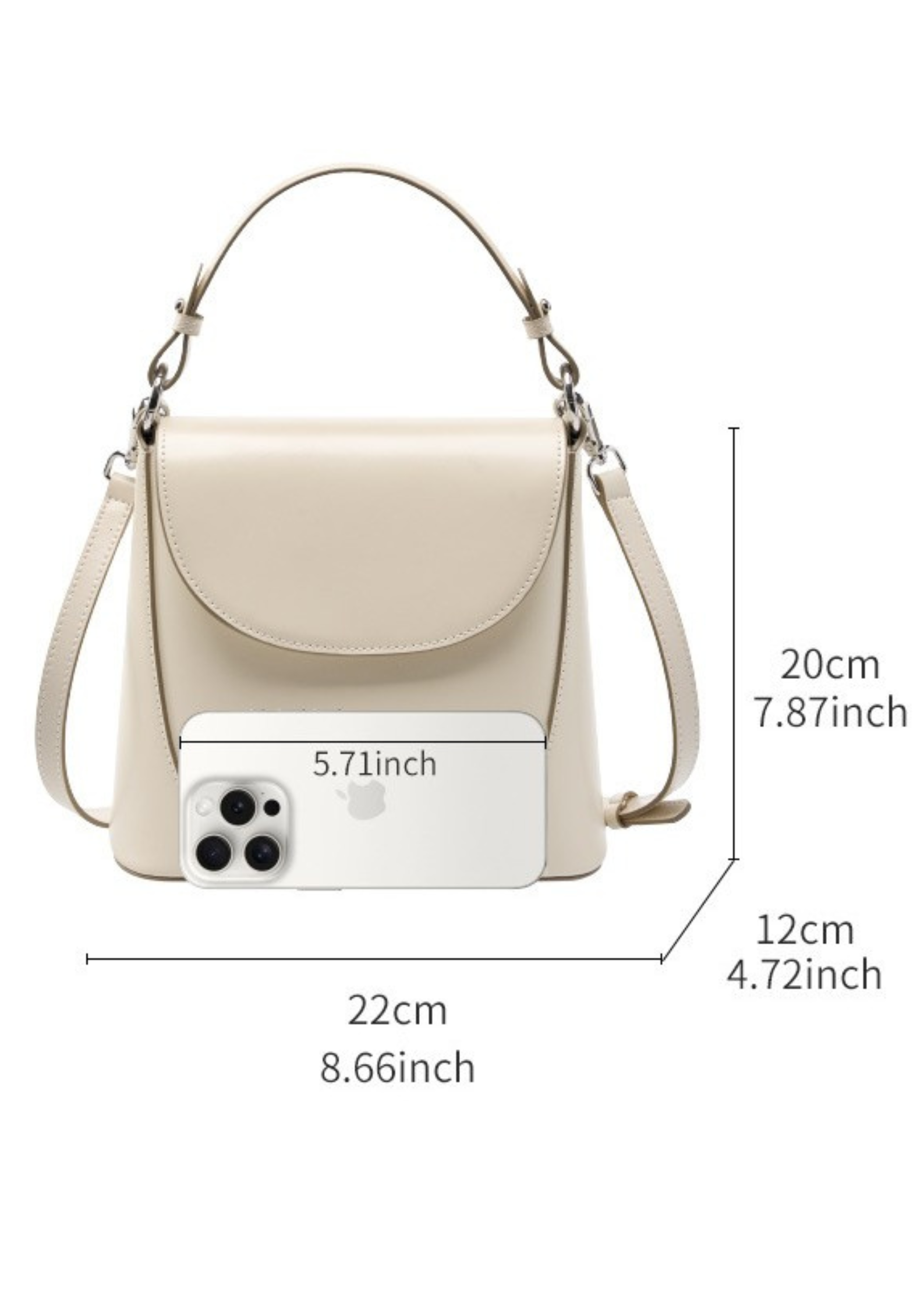 Vienna - Ladies Leather Structured Bucket Bag | Ivory