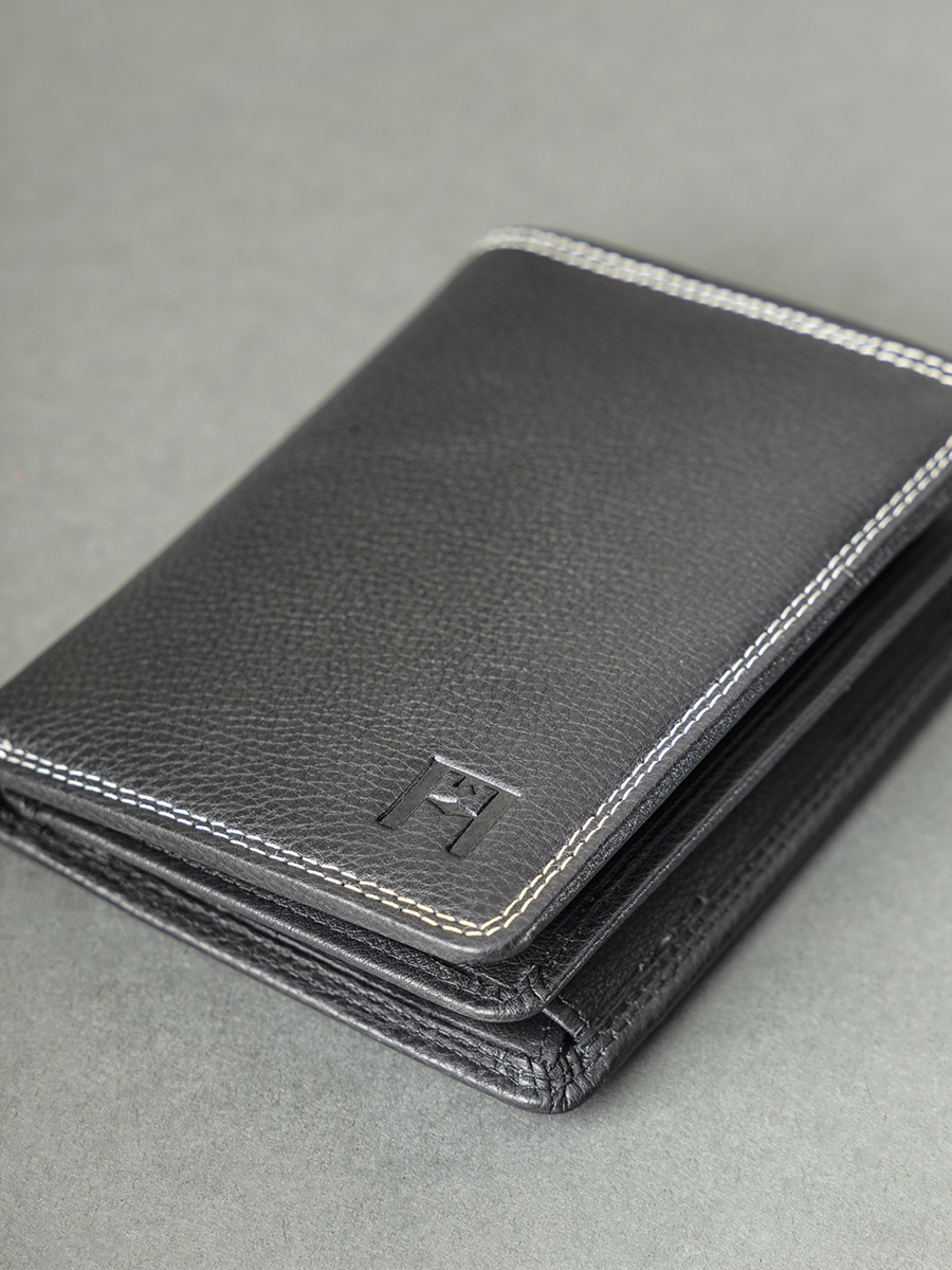 Mens Leather Wallet with RFID blocking - Black