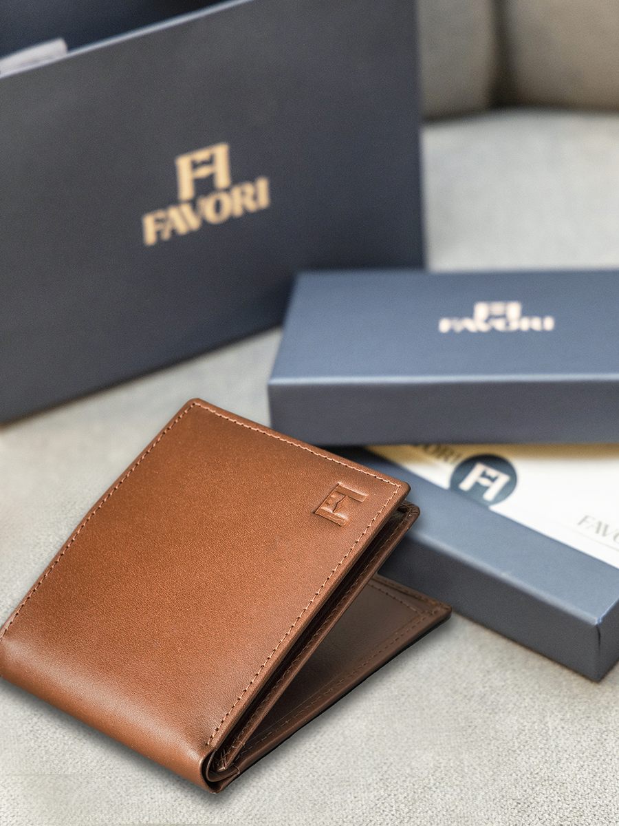 Mens Leather Wallet With RFID blocking - Tan