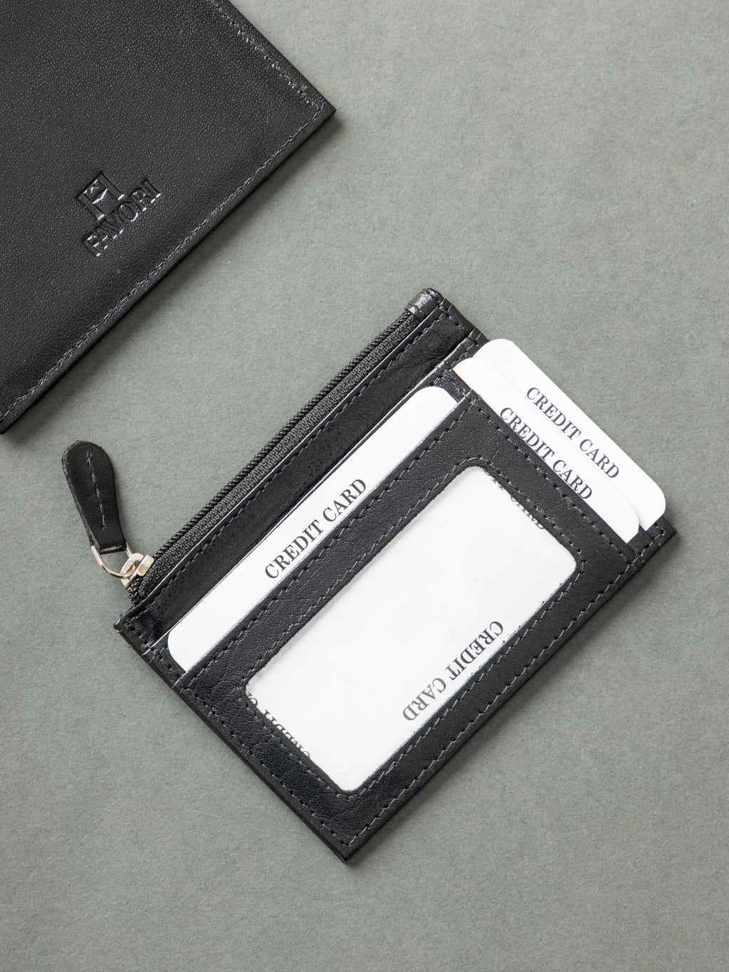 Set of Spectacle Case and Credit Card Holder - Leather | Black