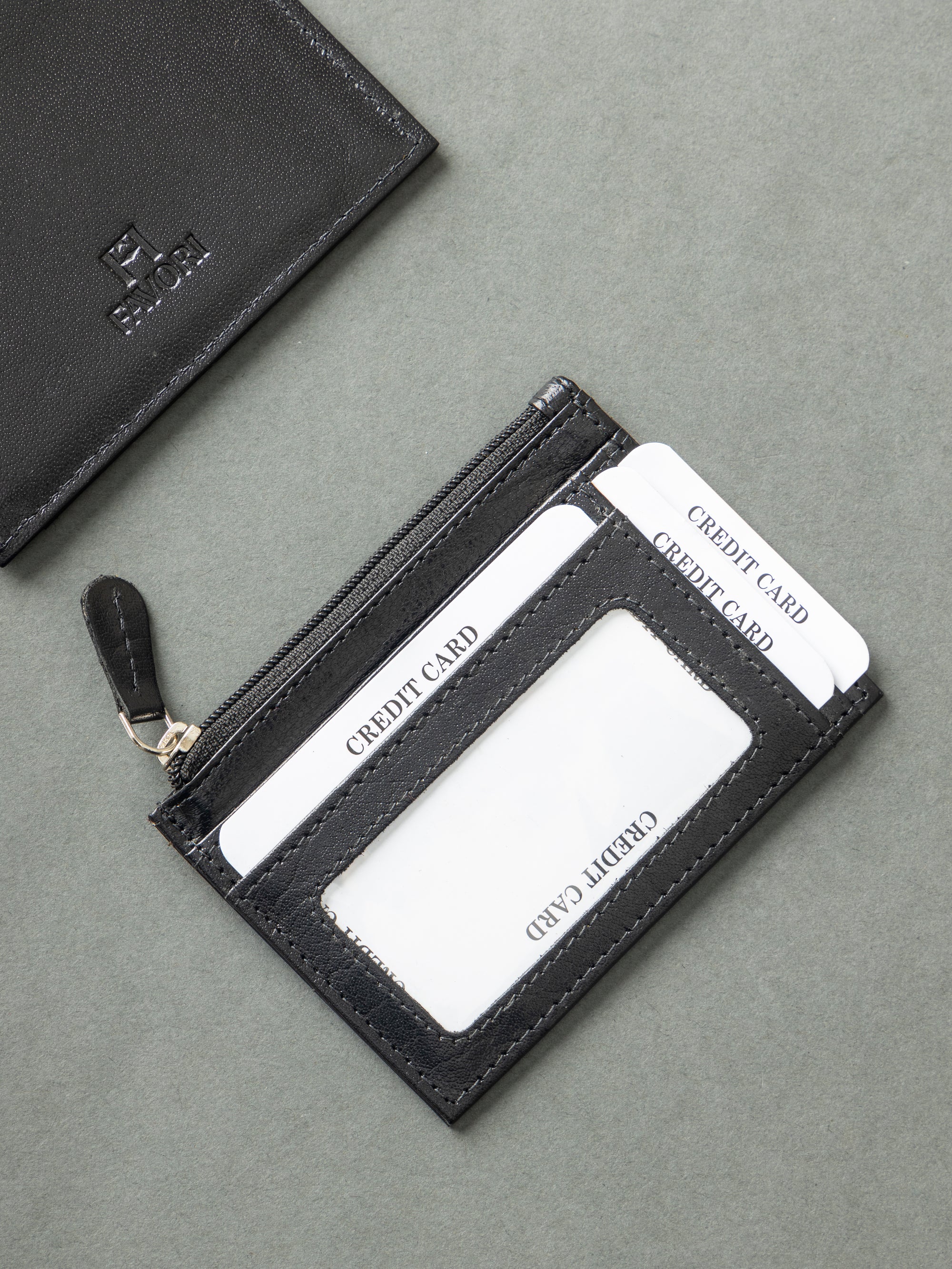 Set of Spectacle Case and Credit Card Holder - Leather | Black