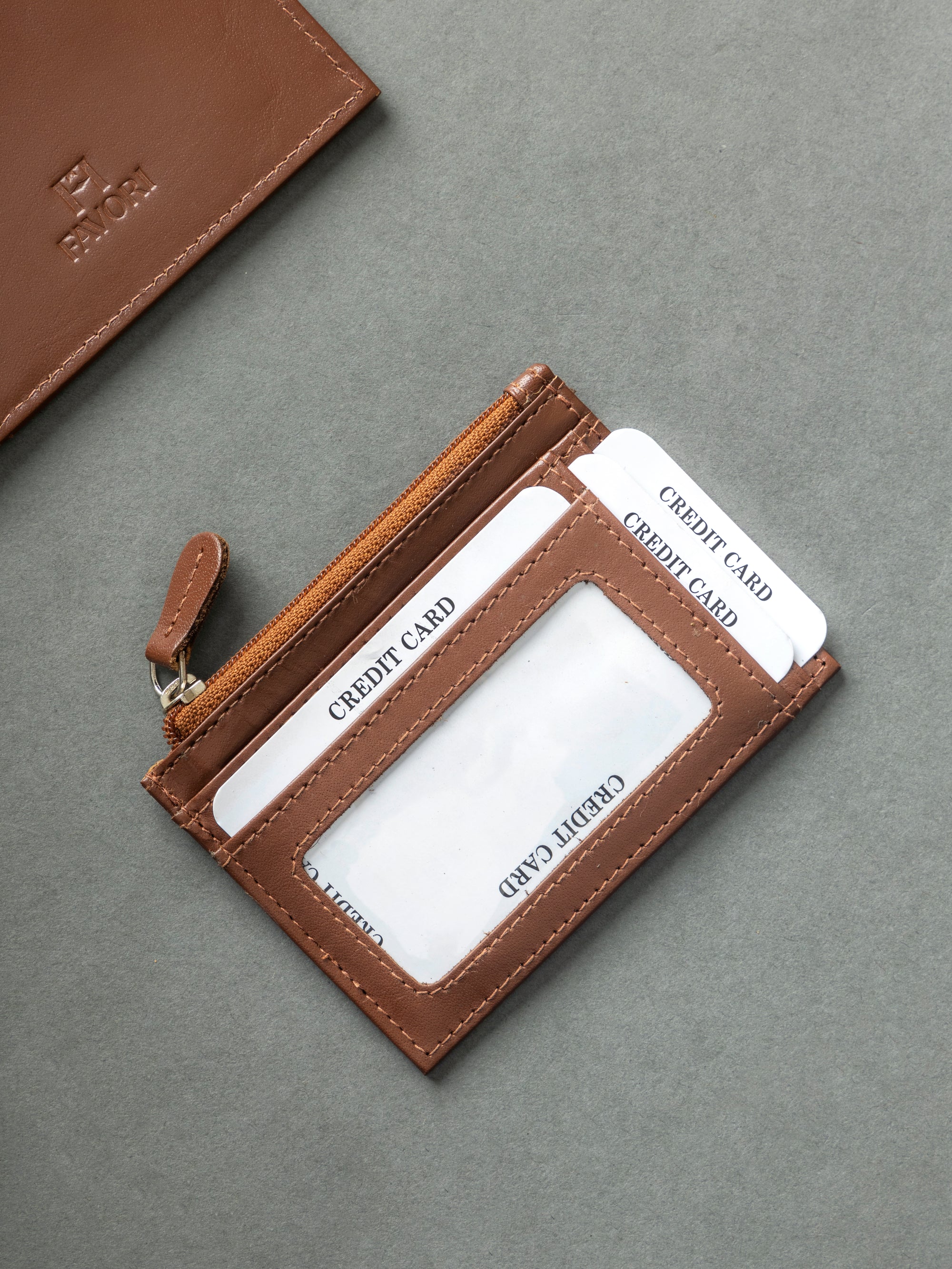 Set of Spectacle Case and Credit Card Holder - Leather | Tan