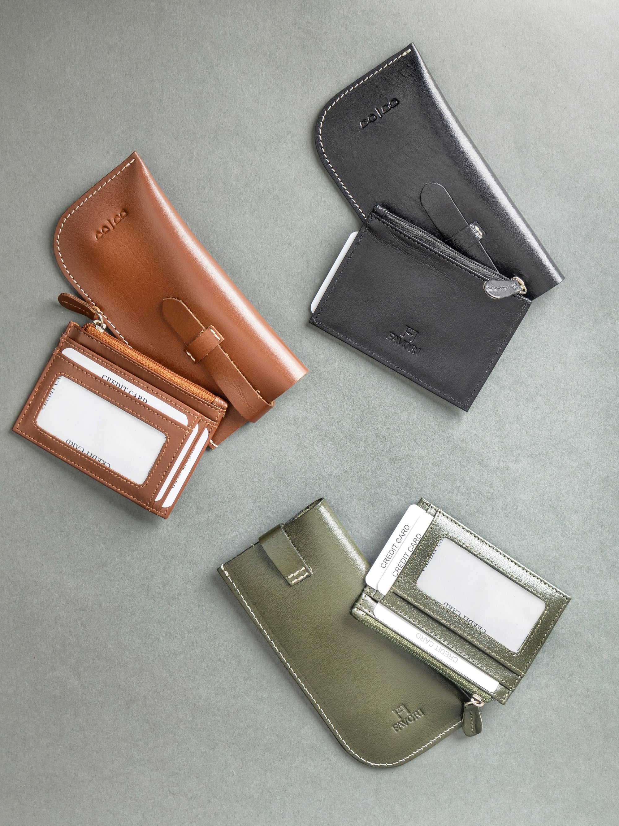 Set of Spectacle Case and Credit Card Holder - Leather | Tan