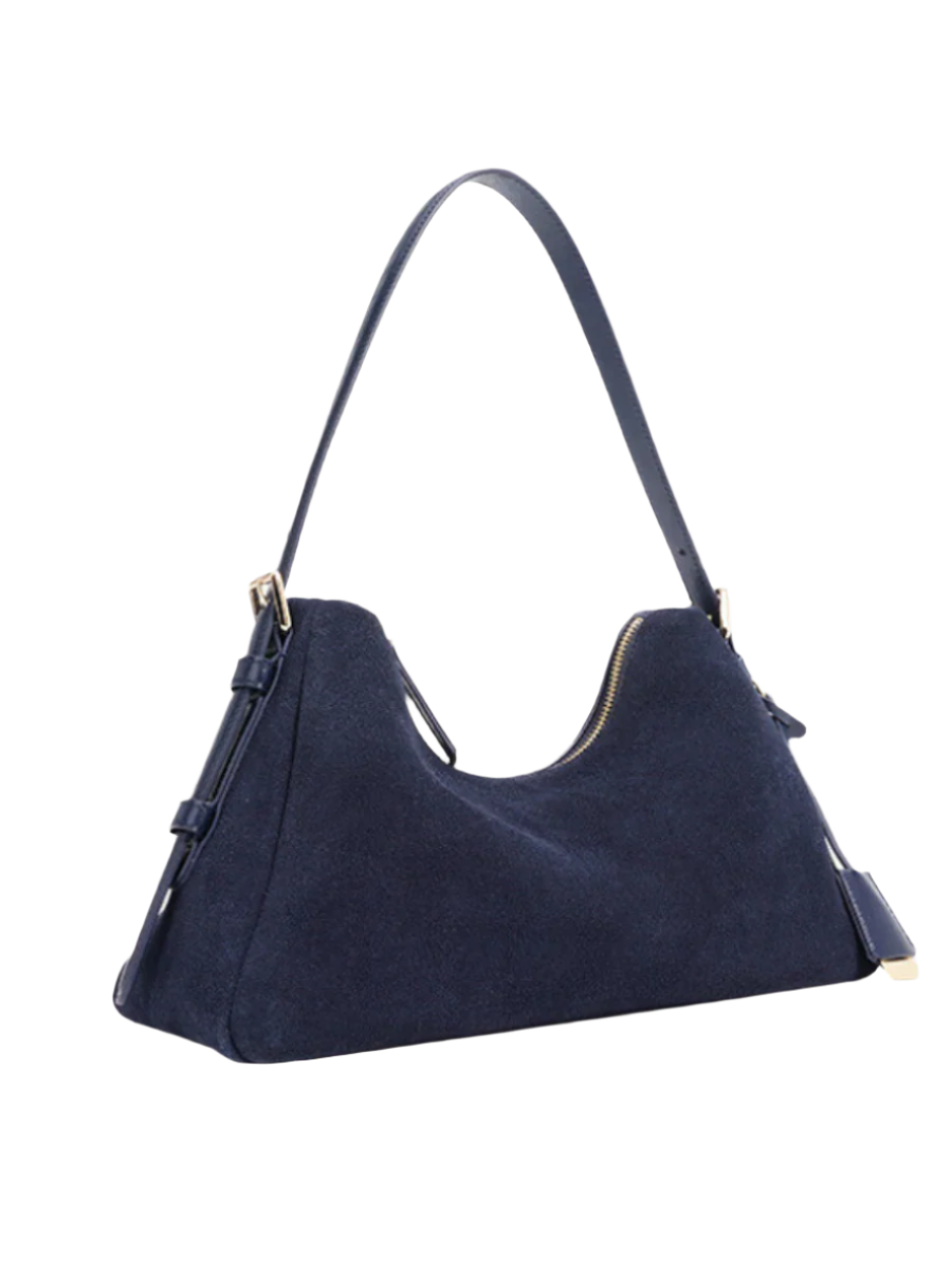 Velena - Ladies Suede Leather Baguette Bag | Navy