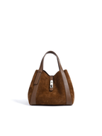 Toscana-Ladies suede leather bucket bag, col. Dark Brown