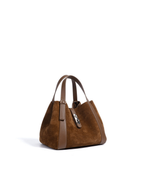 Toscana-Ladies suede leather bucket bag, col. Dark Brown