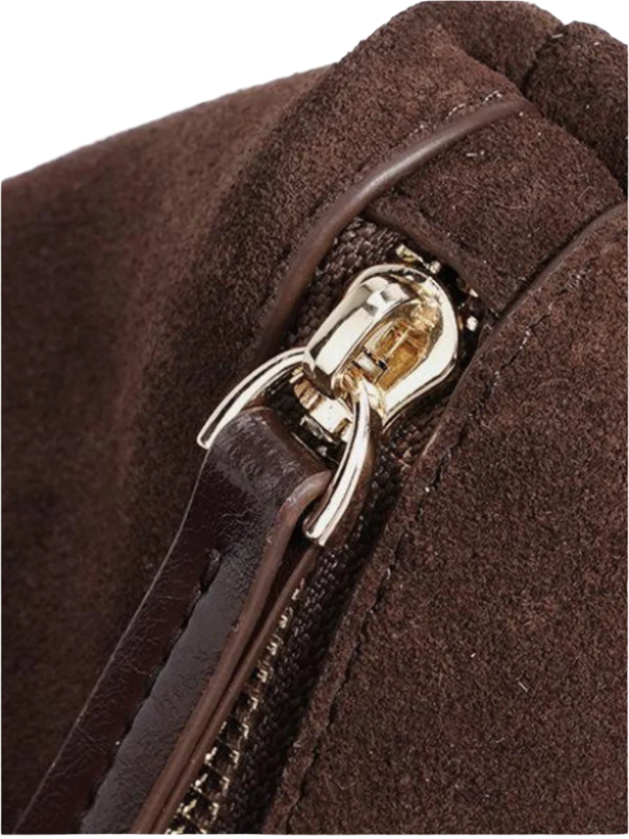 Velena - Ladies suede leather Baguette Bag | Chocolate