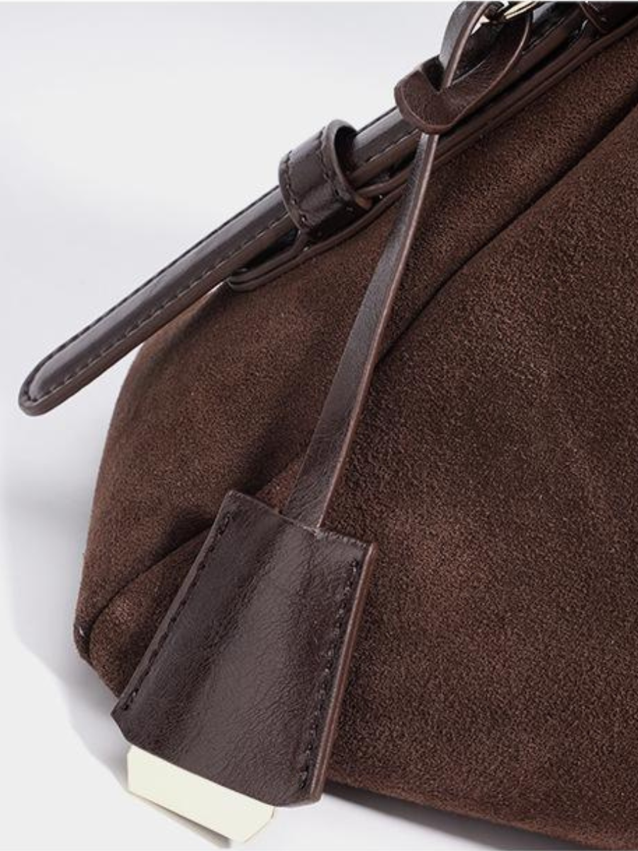 Velena - Ladies suede leather Baguette Bag | Chocolate