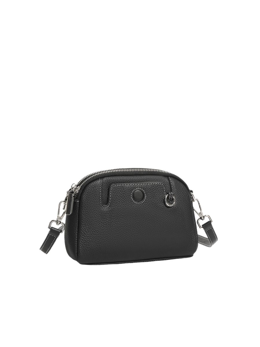 Pouche -Ladies Leather Crossbody bag, Black