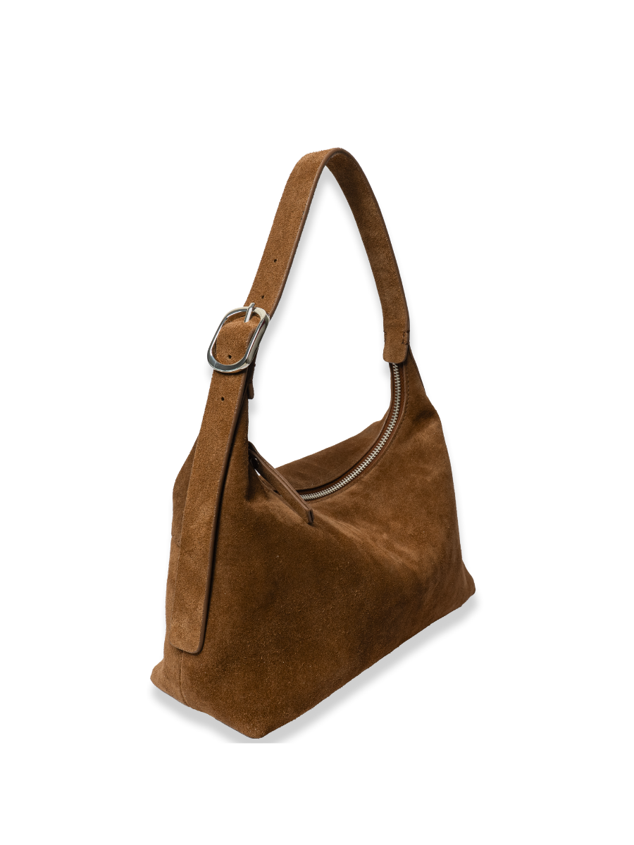 Camille -Ladies suede leather hobo bag, Tan