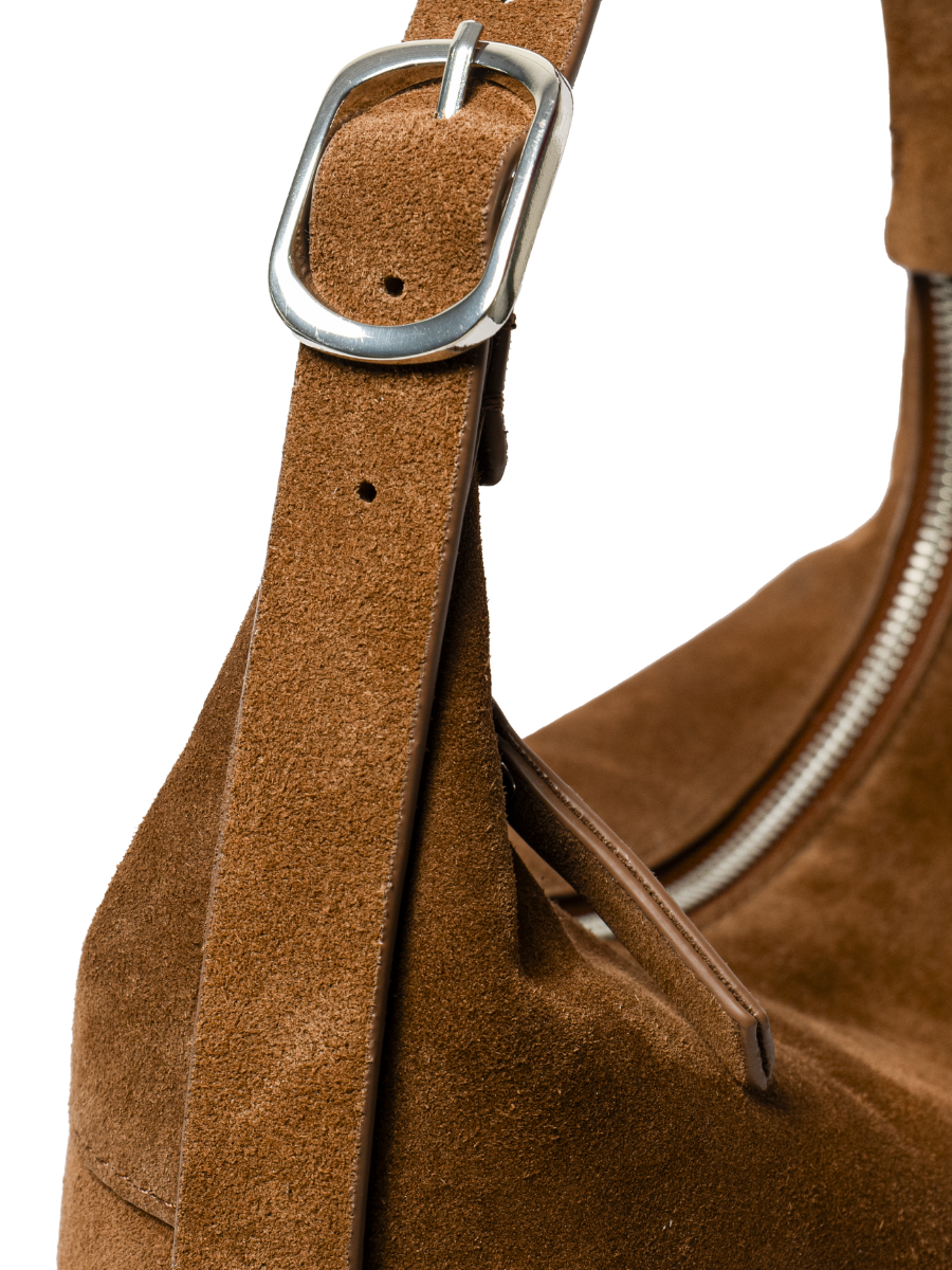 Camille -Ladies suede leather hobo bag, Tan