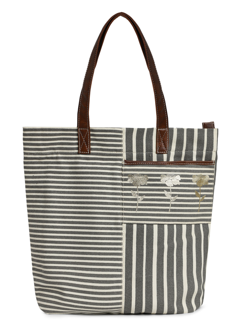 Retro Stripe Ladies Tote Bag with Zip Closure (NEW)