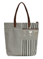 Retro Stripe Ladies Tote Bag with Zip Closure (NEW)