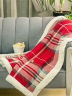Cotton Knitted Check Design Blanket With Sherpa For Kids