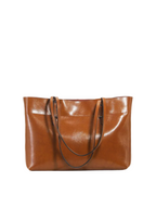 Patina Wide Leather Tote Bag | Tan