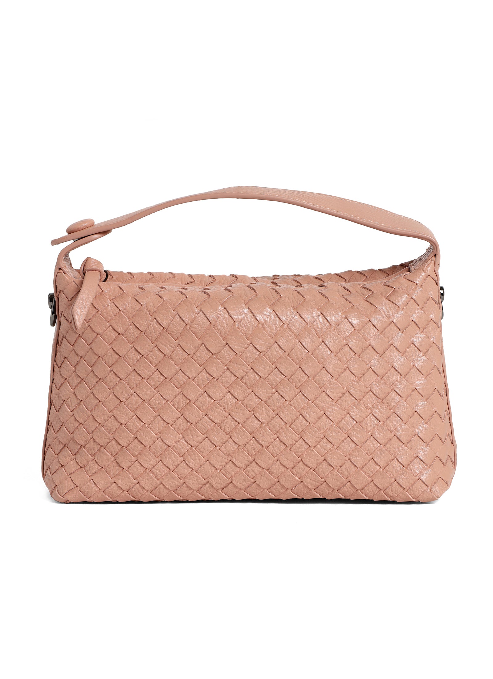 Fero - Ladies Woven Handbag, Faux Leather | Blush Pink