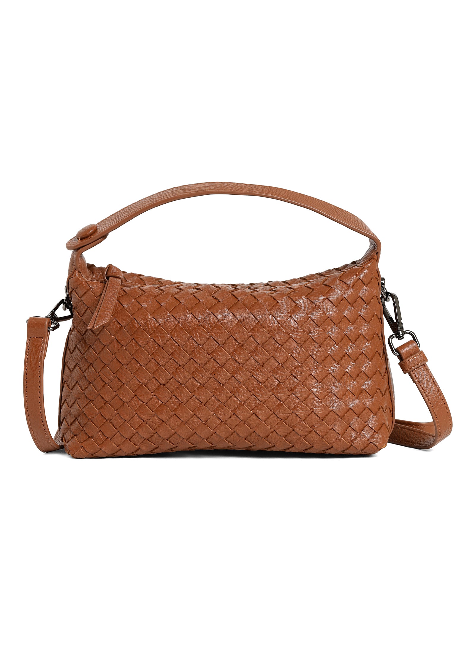 Fero - Ladies Woven Handbag, Faux Leather | Tan