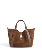 Toscana-Ladies suede leather bucket bag, col. Dark Brown