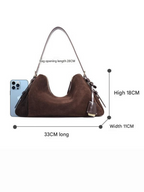 Velena - Ladies suede leather Baguette Bag | Chocolate