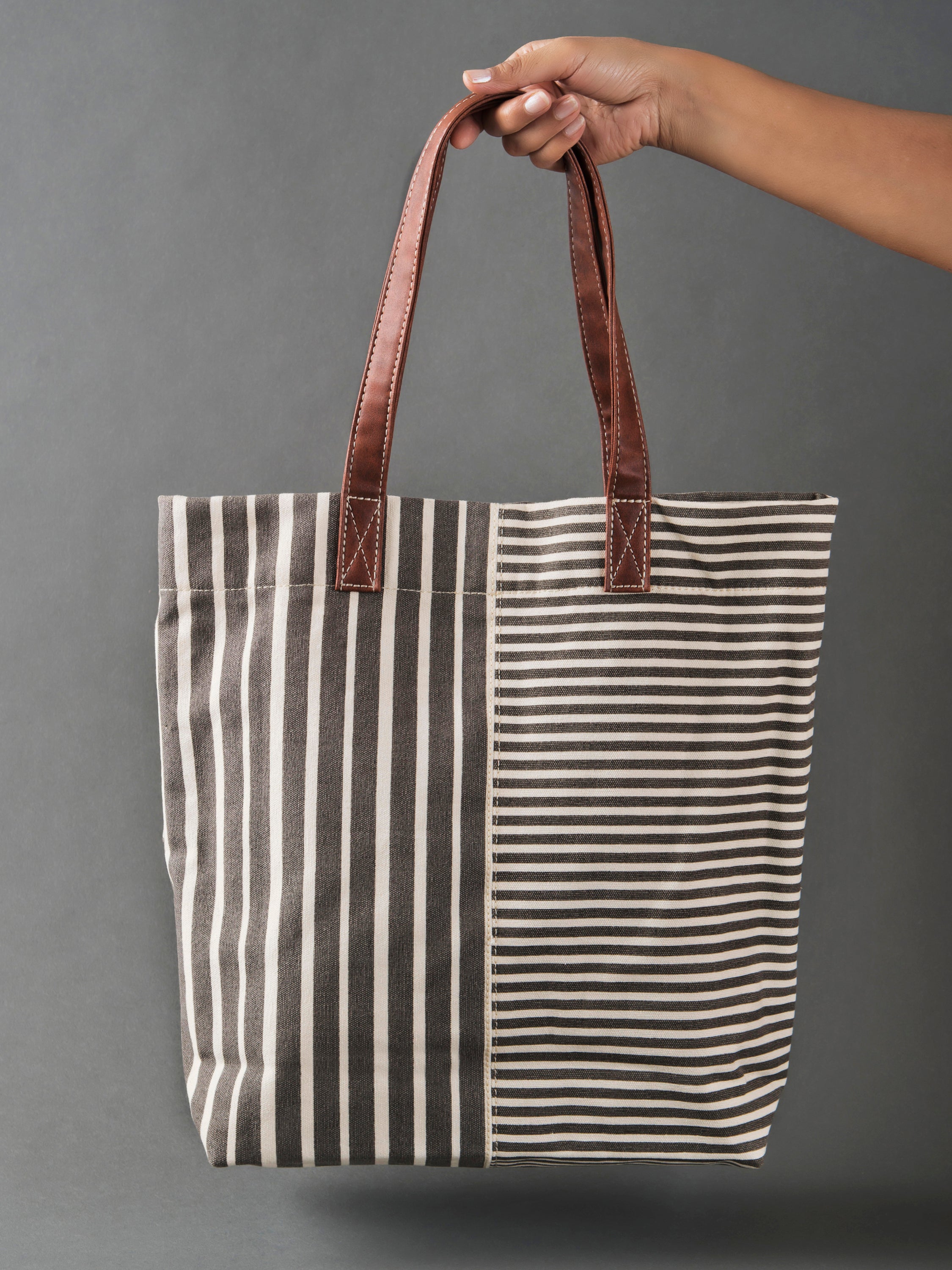 Buy BACK TO EARTH Bright Stripes Canvas Tote Bag | Shoppers Stop
