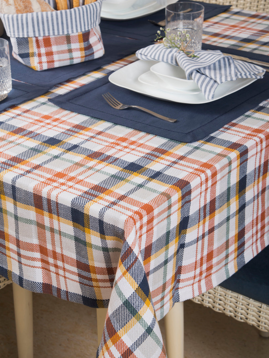 Navy Nouveau Table Cover