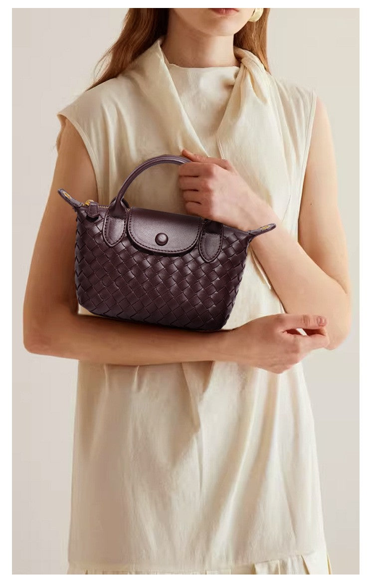 Aria - Ladies woven sling bag , Faux Leather | Chocolate