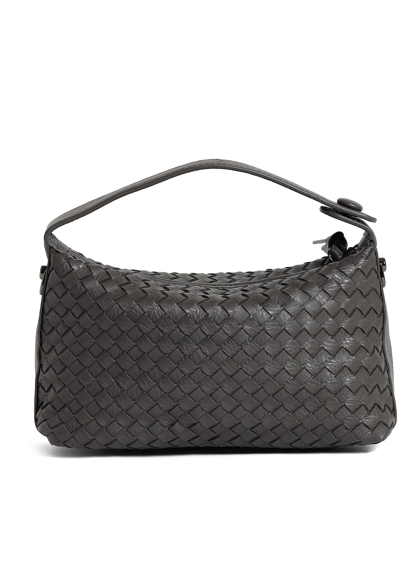 Fero - Ladies Woven Handbag, Faux Leather | Dark Grey