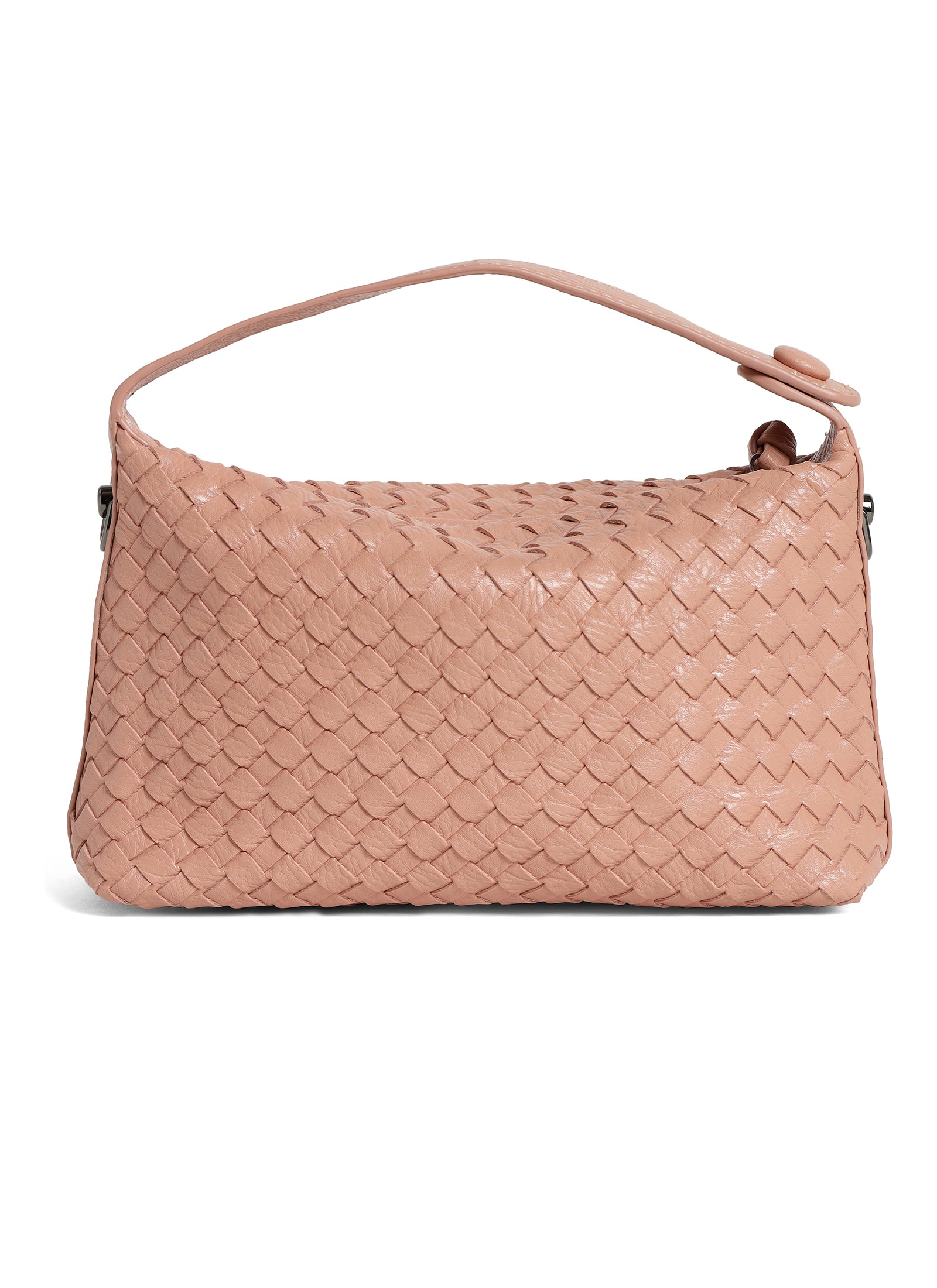 Fero - Ladies Woven Handbag, Faux Leather | Blush Pink