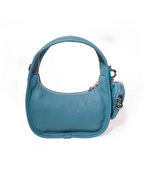 Jolie - Ladies Leather Hobo With Hanging Airpod Case | Teal Blue