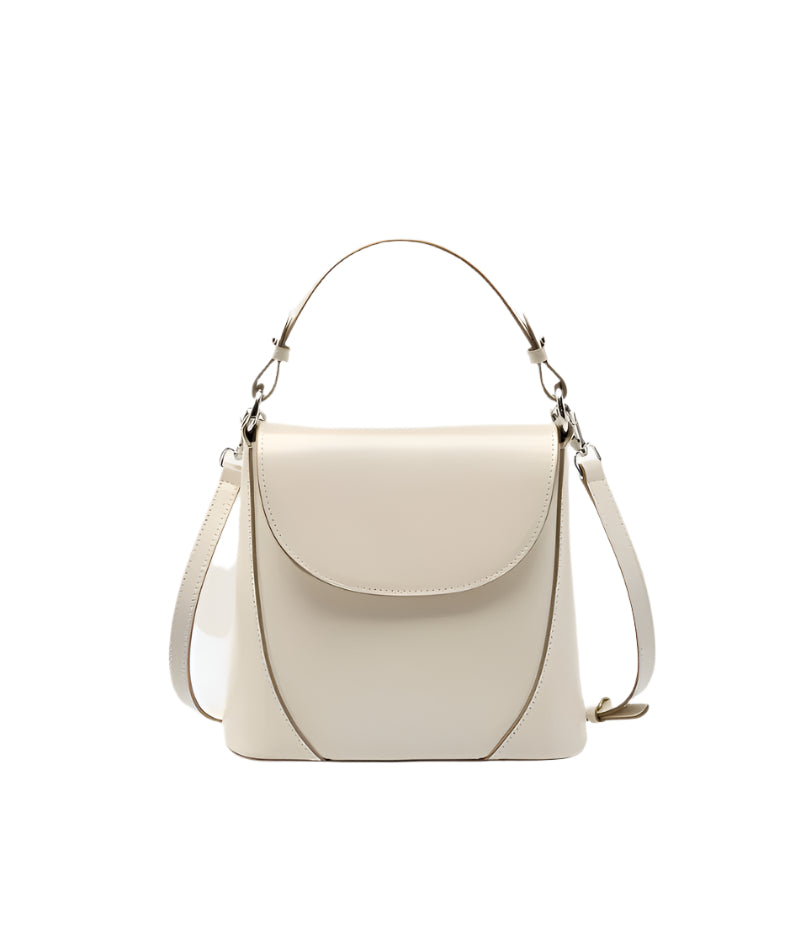 Vienna - Ladies Leather Structured Bucket Bag | Ivory