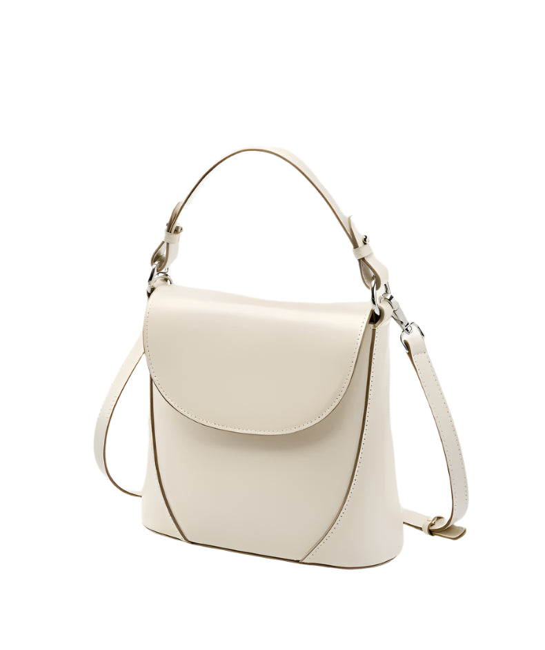 Vienna - Ladies Leather Structured Bucket Bag | Ivory