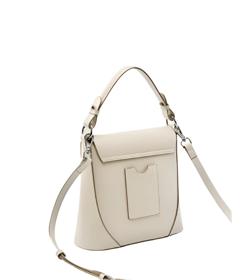 Vienna - Ladies Leather Structured Bucket Bag | Ivory