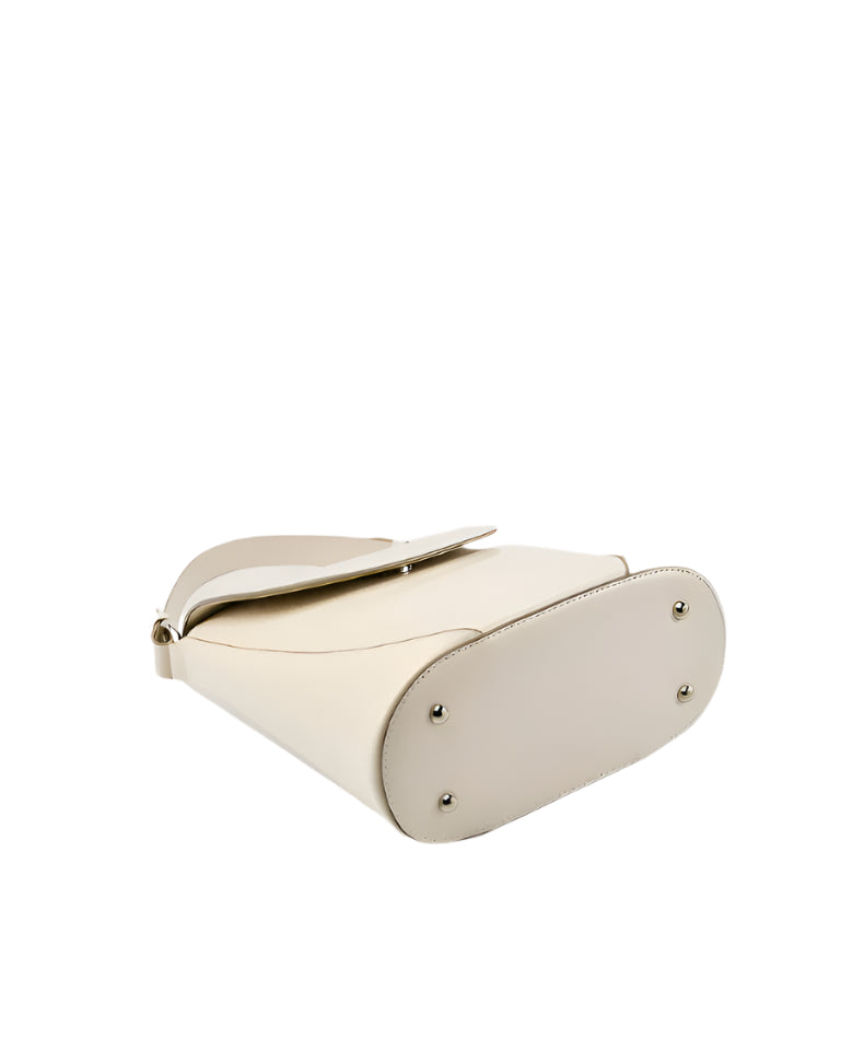 Vienna - Ladies Leather Structured Bucket Bag | Ivory