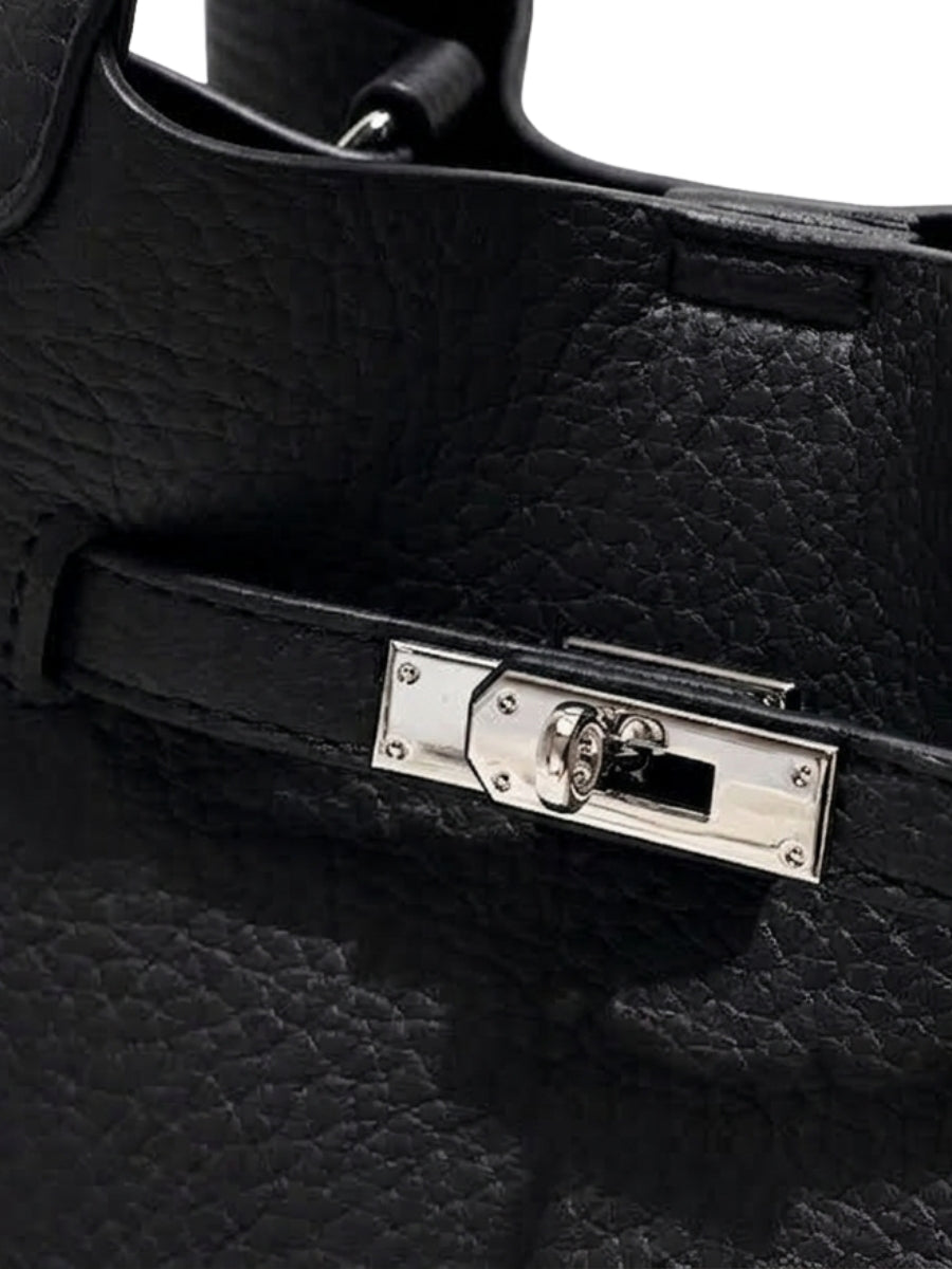 Noelle - Ladies Bucket Bag with Teddy Bear charm, faux leather | Black