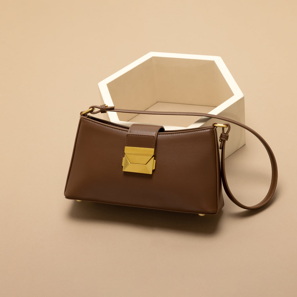 Felice - Ladies Baguette Bag Faux Leather | Dark Brown