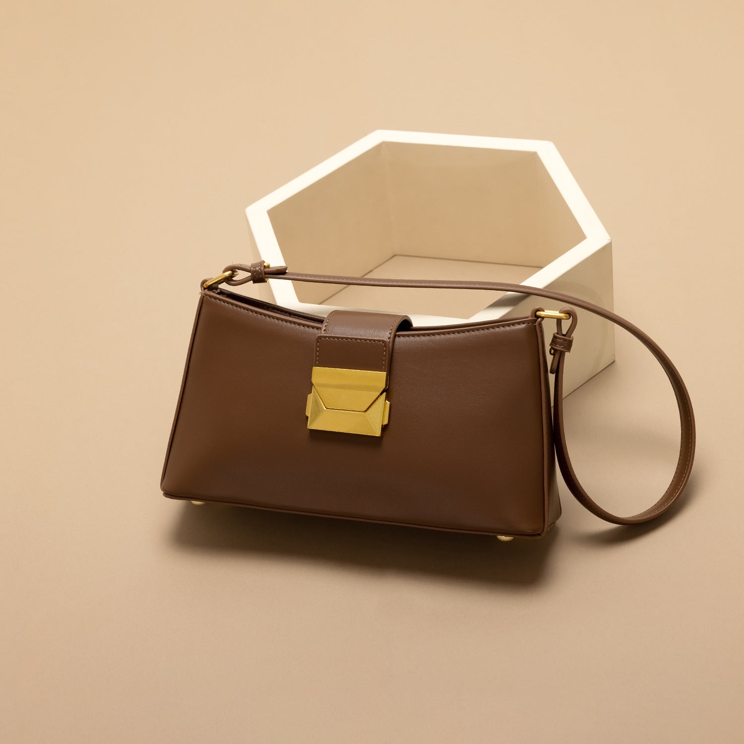 Felice - Ladies Baguette Bag Faux Leather | Dark Brown